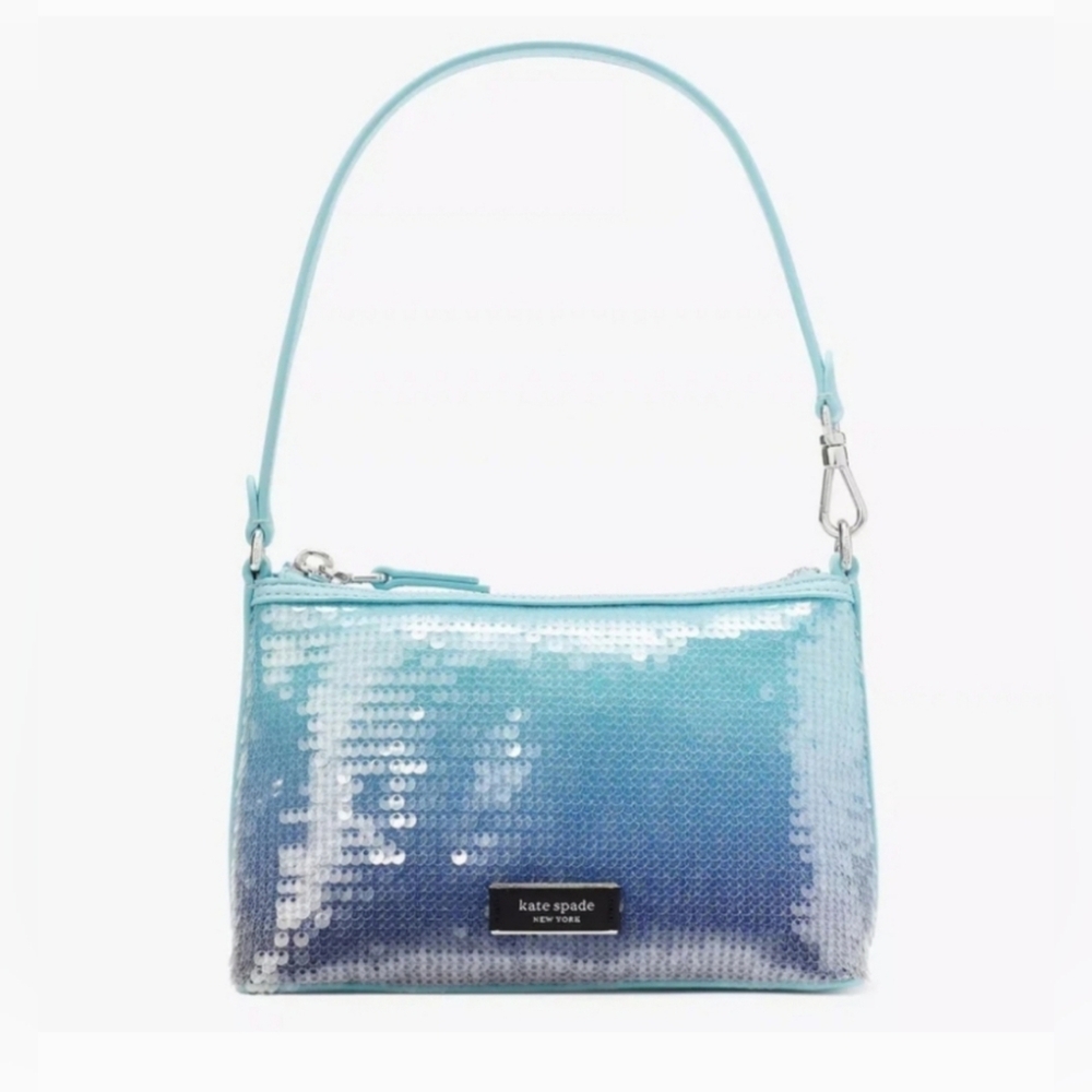 Kate Spade Sam Iconic Ombre Blue Sequin Shoulder Tote Crossbody Bag NWT